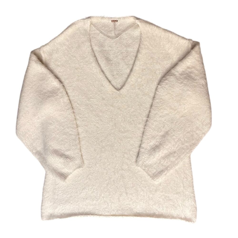 Free People Cream Scoop Neck Sweater